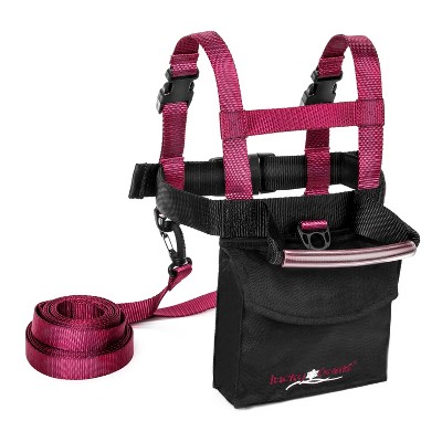 Lucky Bums Kids Ski Snowboard Skateboard Trainer Harness w/ Grip N' Guide Handle, 2 Leashes, and Backpack for Children Ages 2 to 7 Years Old, Pink