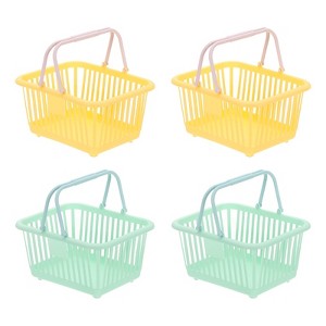 Unique Bargains Plastic Grocery Shopping Toy Organizing Mini Decorative Baskets 6.3" x 3.5" x 5.1" 4 Pcs - 1 of 4