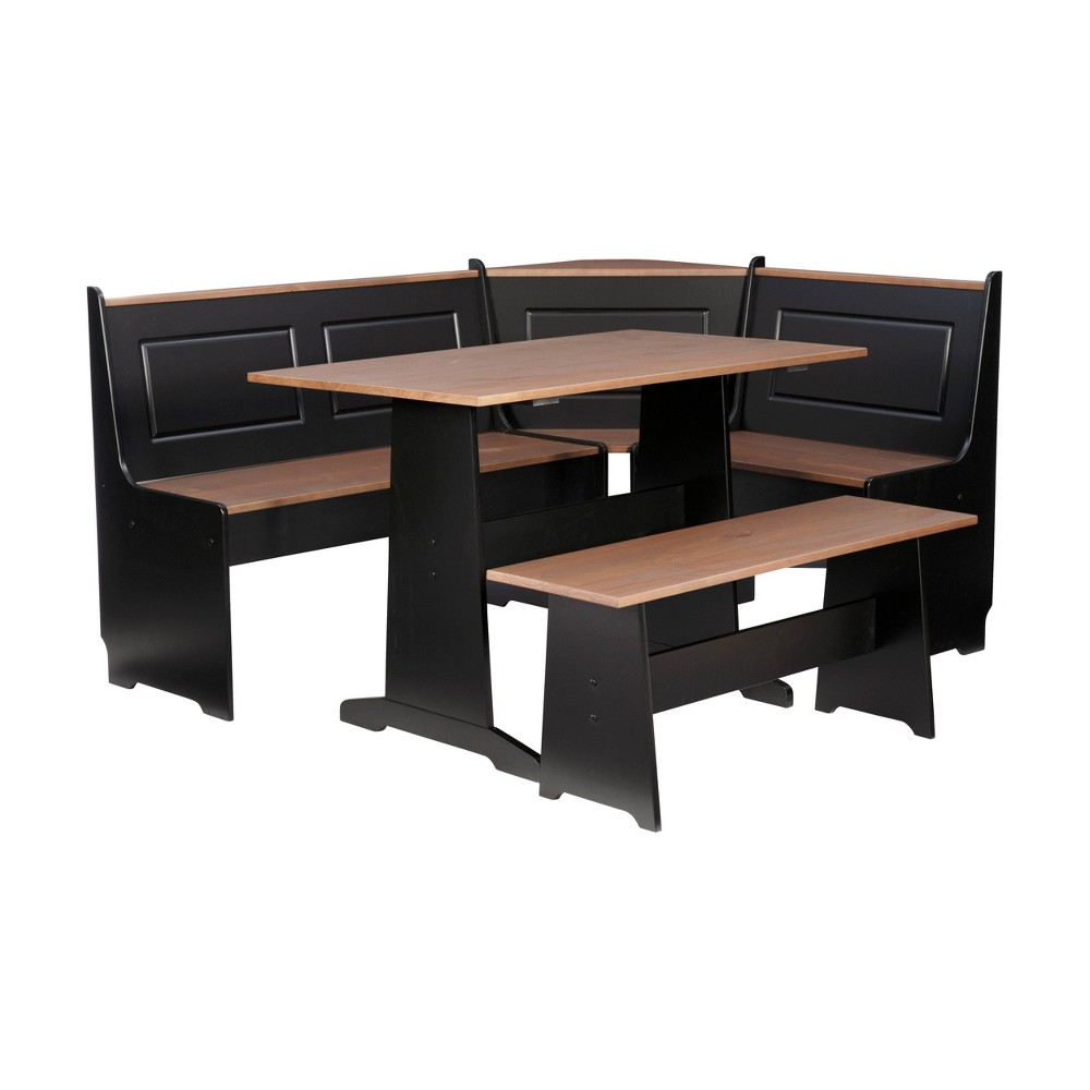 Photos - Dining Table Linon 3pc Ardmore Breakfast Nook Storage Benches Dining Set Black/Pecan  