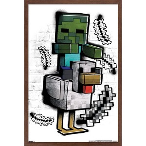 Trends International Minecraft: Metro Art - Chicken Jockey Framed Wall Poster Prints - 1 of 4