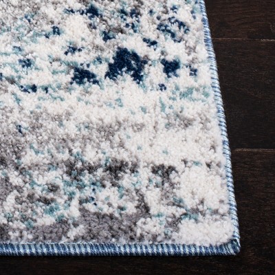 Light Blue and Grey Abstract Reversible Synthetic Area Rug