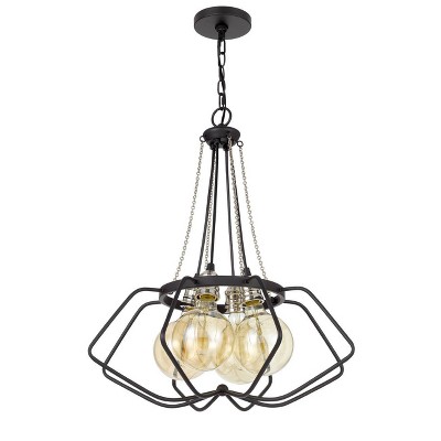 22" x 22" x 25" Ladue Metal Chandelier Black/Chrome - Cal Lighting