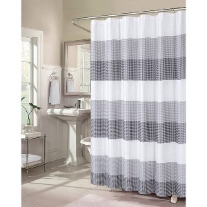 Dainty Home Waffle Weaved Ombre Striped Shower Curtain - 1 of 4