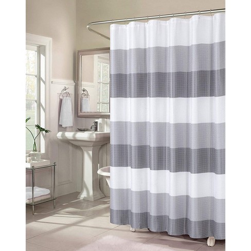 Dainty Home Waffle Weaved Ombre Striped Shower Curtain - image 1 of 4