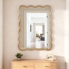 PexFix 30" x 40" Wavy Rectangle Solid Wood Frame Decorative Mirror Modern Farmhouse Wall Mirror For Bedroom Bathroom Living Room Entryway Natural Wood - 4 of 4
