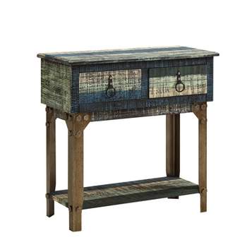 31.5" Marley Rustic Industrial Small Console 2 Storage Drawers Multi Color Painted Finish - Powell