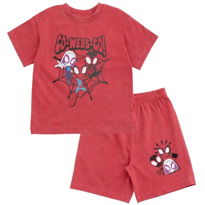 Marvel Spidey and His Amazing Friends Toddler Boys T-Shirt and Shorts Outfit Set Red 4T