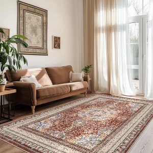 ABYNOW 8x10 Machine Washable Area Rug – Modern Abstract Soft Low-Pile Carpet with Non-Slip Backing for Living Room & Bedroom - 1 of 4