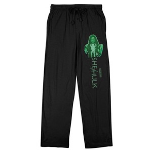She-Hulk Disney+ Green Power Girl Men's Black Sleep Pajama Pants - 1 of 4