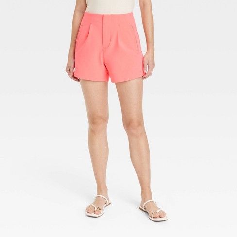 Women s High rise Tailored Shorts A New Day Pink 14 Target