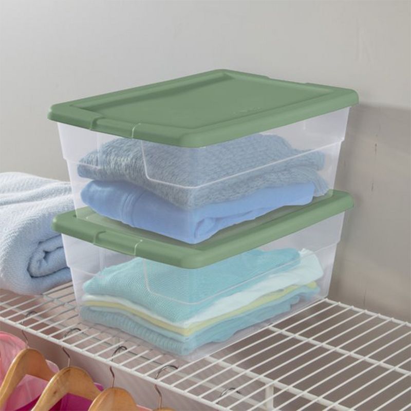 Sterilite Multipurpose 16 Quart Clear Plastic Storage Tote Container Bins with Opaque Lids for Home and Office Organization, (2 Pack), 6 of 7