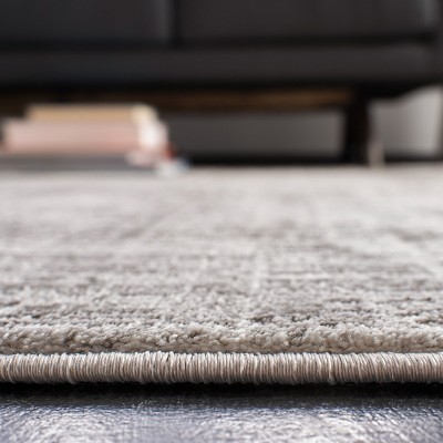 Gray and Dark Gray Abstract Synthetic Area Rug