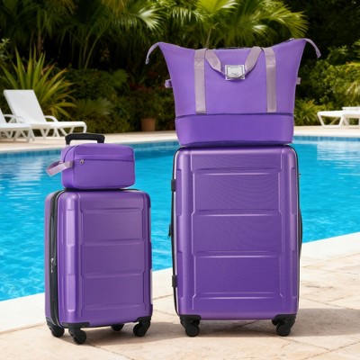 KWPZQEB 2-Piece Luggage Set Carry on Suitcase with ABS+PC Hardshell, Spinner Wheels & TSA Lock (20''+28'')