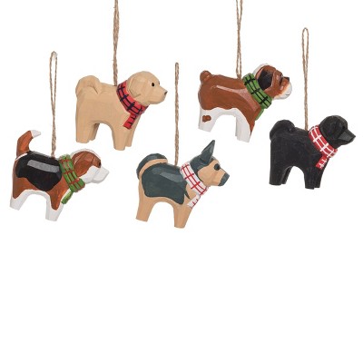 Gallerie II Plaid Scarf Dog Holiday Christmas Xmas Ornament Basswood A/5