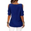 Mocamel Women's Hollow Out-Shoulder Solid Color Top Distinctive Collar Design Loose Type Casual and Vacation Wear - 3 of 4