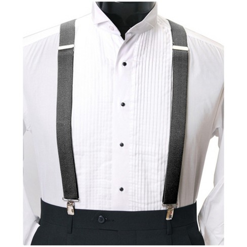 TheDapperTie Men's Charcoal X-back Metal Clip Fastening Suspenders