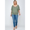 Slickblue Women's Knit Top, Flowy Fit, Short Sleeve Tee, Effortless Casual Style, Olive, 1XL - 3 of 4