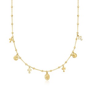 Ross-Simons Italian 18kt Gold Over Sterling Religious Charm Necklace. 18 inches - 1 of 4