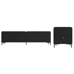Manhattan Comfort 2pc Bogardus TV Stand for TVs up to 65" and 2 Drawer Accent Cabinet Set - 1 of 4