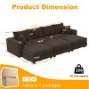 102.4 Inch Convertible Lounge Sofa with 3 Ottomans, 4-Seat Cloud Couch with Cushions, Corduroy Lounge Sofa with Wood Frame-Coolbibila - 4 of 4
