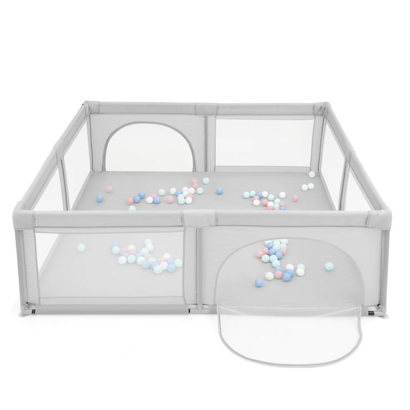 Costway Baby Playpen Infant Large Safety Play Center Yard w/ 50 Ocean Balls Grey\Colorful\Blue, 1 of 11