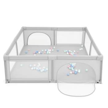 Costway Baby Playpen Infant Large Safety Play Center Yard w/ 50 Ocean Balls Grey\Colorful\Blue