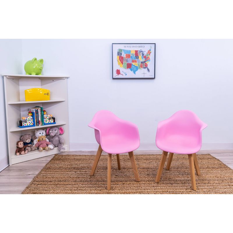 Set of 2 Kids&#39; Chairs with Modern Plastic Seat and Beech Legs Pink - Gift Mark, 2 of 4