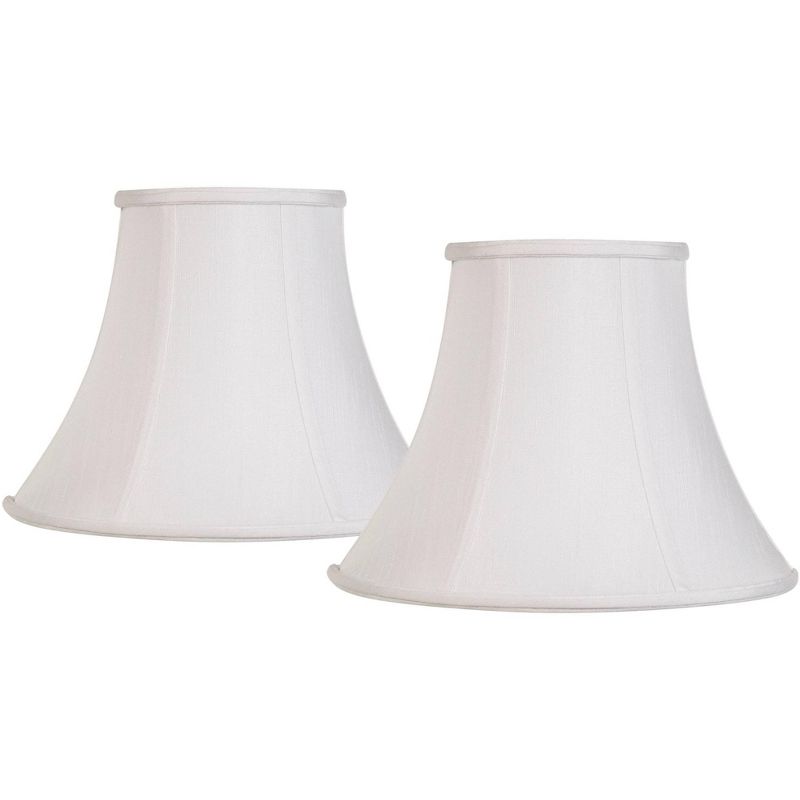 Imperial Shade Set of 2 Bell Lamp Shades White Medium 7" Top x 14" Bottom x 11" Slant Spider with Replacement Harp and Finial Fitting, 1 of 8