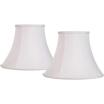 Imperial Shade Set of 2 Bell Lamp Shades White Medium 7" Top x 14" Bottom x 11" Slant Spider with Replacement Harp and Finial Fitting