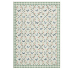 Washable Modern Butterfly Floral Rug Non Slip Low Pile Rug Soft Throw Floor Cover Foldable Indoor Carpet for Living Room Bedroom - 1 of 4