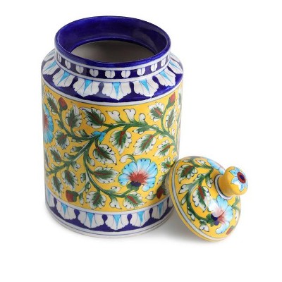 Handcrafted Blue and Yellow Ceramic Kitchen Canister Set