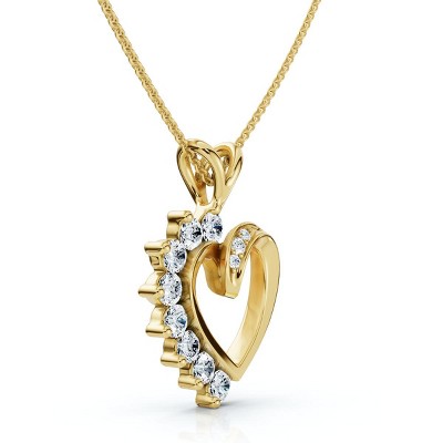 Pompeii3 Diamond Heart Pendant 1/4Ct 10k Gold Lab Created