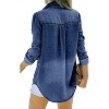 Imily Bela Womens Distressed Denim Shirt Jacket Oversized Long Sleeve Roll Up Versatile Tunic - 3 of 4