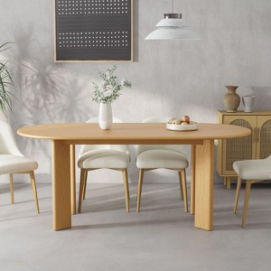 PexFix 67" x 33.5" Oak Solid Wood Farmhouse Dining Table Oval Wood Top for Modern Dining Rooms & Family Gatherings - 1 of 4