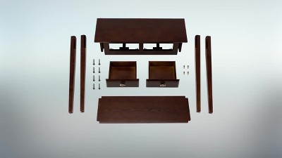 Chocolate Oak Slim Hall Console Table with Storage