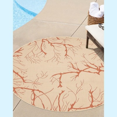 Unique Loom Outdoor Botanical Branch Floral and Botanical Woven Area Rug