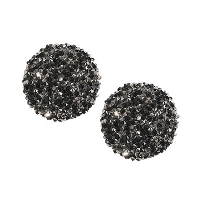 SOHI Women's Onyx Black Embellished Cluster Circular Stud Earrings