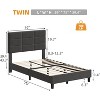 Queen Size Wood Bed Frame, Upholstered Platform Bed with Adjustable Headboard, Sturdy Wooden Slats, No Box Spring Needed, Grey - 2 of 4