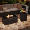 Costway 2 PCS Outdoor Rattan Fire Table Set with Tank Cover Tempered Glass Tabletop Brown/Black/Gray - 2 of 4