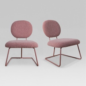 Art Leon Fabric Upholstered Armless Accent Chair with Colored Iron Legs, Set of 2 - 1 of 4