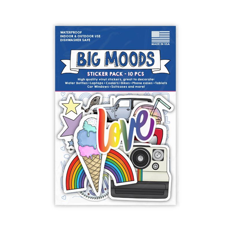 Big Moods VSCO Girl Summer Vibes Sticker Pack 10pc, 3 of 4