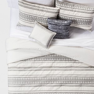 Cream Tatiana Global Woven Stripe Cotton Comforter Set (Full/Queen) 5pc, Beige