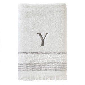 SKL Home By Saturday Knight Ltd Casual Monogram Bath Towel Y - 28" X 54", White - 1 of 3