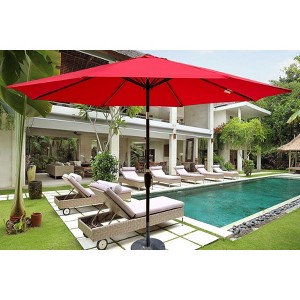 NicBex 10ft Patio Umbrella with Push Button Tilt & Crank,8-Rib Market Umbrella,Outdoor Umbrella for Garden,Pool,Patio,Red - 1 of 4