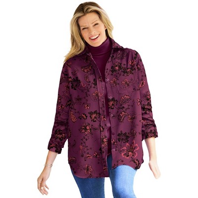 Woman Within Plus Size Soft Sueded Moleskin Shirt