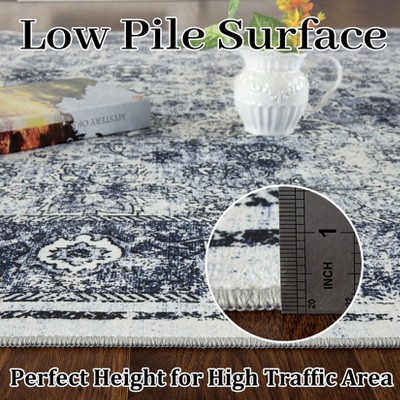 Living Room Washable Non Slip Vintage Retro Rugs Low Pile Chenille Print Rug for Bedroom Dining Room Home Office