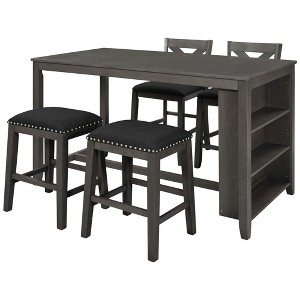 ChicFurnit Dining Sets Counter Height Bar Table Set with Chairs and Stools for Kitchen Dining Room, Gray, 27.76"*17.72"*7.28" - 1 of 4