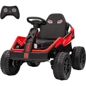 24V Ride-on Toys for Big Kids, Electric Four Wheeler with Parent Remote, Bluetooth Music, Horn, 4 Shock Absorbers, Dual 12v Batteries, Red - 1 of 4