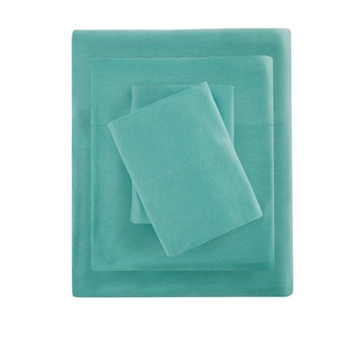 Aqua Twin Polyester Jersey Knit Sheet Set