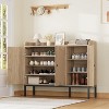 Shoe Cabinet Storage for Entryway with 3 Rattan Doors, Wooden Shoe Rack Cabinet with Adjustable Shelves, 7-Tier Shoe Storage Cabinet - 3 of 4